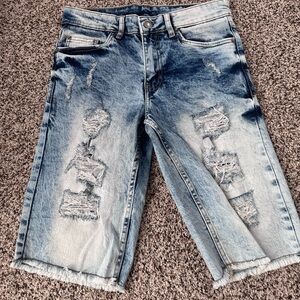 Buffalo David Bitton Boys Light Blue Distressed Denim Shorts